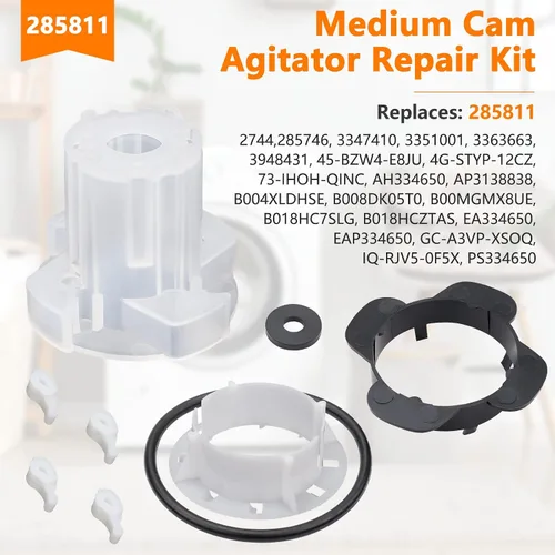 Vista 2 de 285811 Kit de reparación de agitador de leva mediano, compatible con lavadoras Whirlpool, reemplaza AP3138838, 2744, 285746, 285811VP