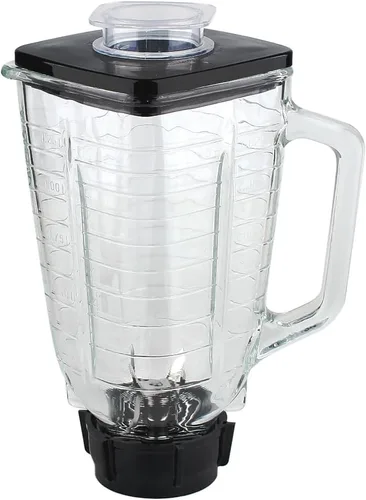 Vista 2 de Anbige Piezas de recambio, tarro cuadrado de vidrio de 5 tazas con ensamblaje de cuchilla, compatible con la mayoría de licuadoras Oster