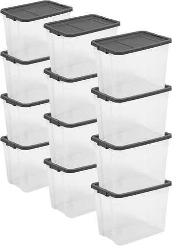 Vista 10 de Sterilite - Caja apilable modular con tapa de cierre, 16 cuartos de galón, paquete de 6 Contenedores de almacenamiento de plástico transparente