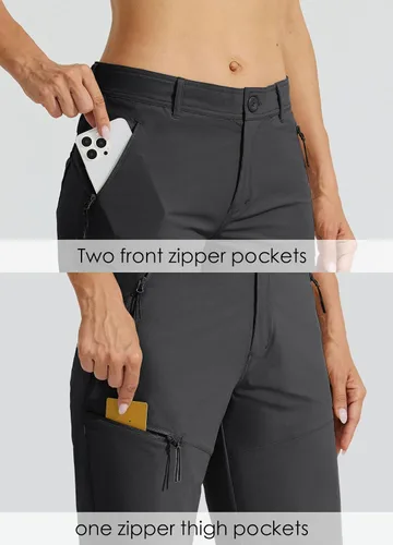 Vista 3 de Willit Pantalones cortos largos de senderismo para mujer de 10 pulgadas, de secado rápido, atléticos, de verano, con bolsillos