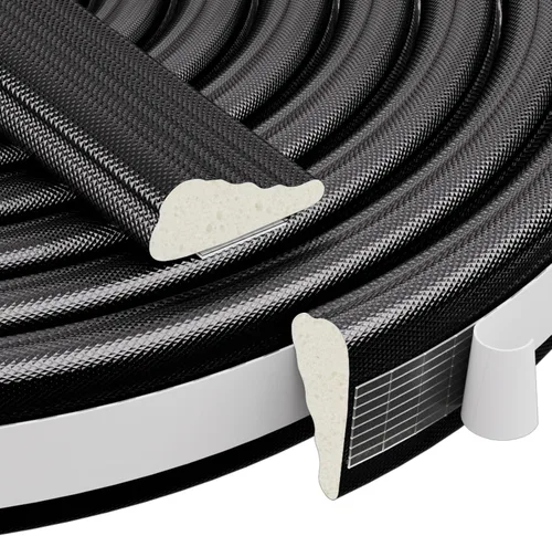 Vista 10 de 2 piezas de burletes para puertas en forma de cuña de 196", aislamiento para ventanas y puertas, tira de espuma aislante autoadhesiva anticolisión