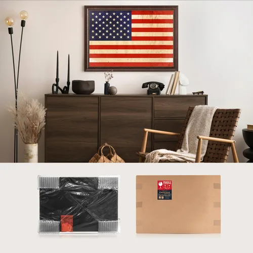 Vista 7 de DECORARTS - Arte de pared enmarcado con bandera de los Estados Unidos. Impresiones giclée en lienzo para decoración de pared. Total