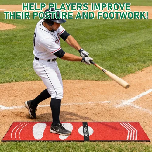 Vista 5 de Softball Pitching Mat with Strike Zone, Wear-Resistant Portable Training Mat for Batting Stance Practice, 54 x 12 Inch, Indoor & Outdoor Baseball