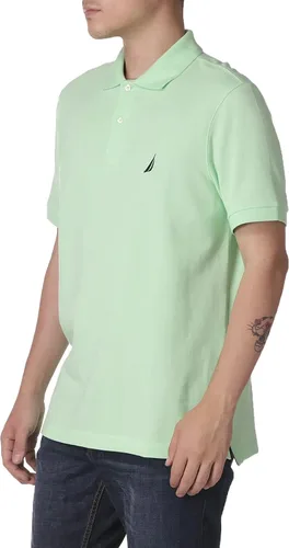 Vista 2 de Nautica Polo de piqué de algodón sólido de manga corta para hombre