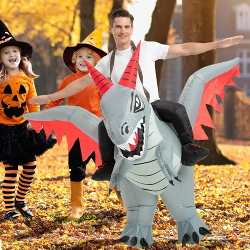 Vista 3 de tasanor Disfraces de dinosaurio para adultos, disfraz inflable para adultos, disfraz de dragón inflable, disfraces de Halloween para hombres