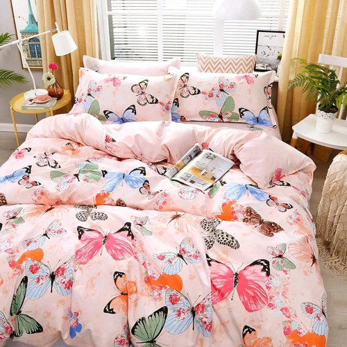 Vista 2 de Feelyou juego de funda de edredón y fundas de almohada de microfibra de poliéster suave para niños y niñas, diseño de mariposas, piñas, ciervos