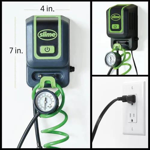 Vista 5 de Estación de Inflado de Garaje Slime 40070, Inflador de 120V de Montaje en Pared, Para coches, bicicletas, inflables, pelotas deportivas