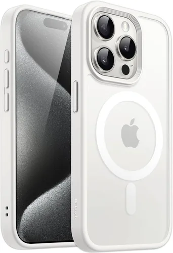Vista 34 de JETech - Carcasa magnética mate para iPhone 15, color negro Compatible con MagSafe, parte trasera mate translúcida, protección delgada a prueba