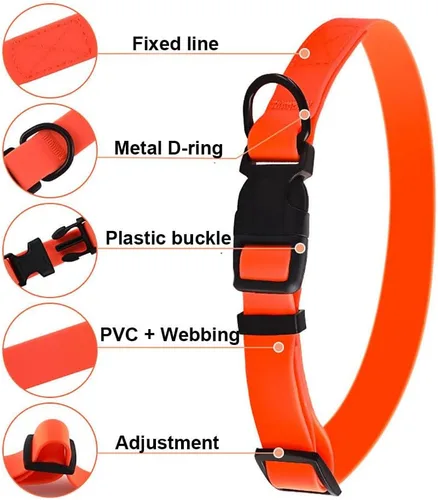 Vista 4 de Collar de silicona negra para perros, collares de goma de PVC de plástico impermeable, lavable con hebilla de liberación rápida, collares