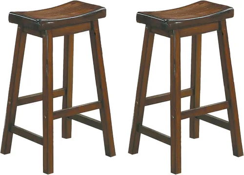 Vista 14 de Lexicon Saddleback - Juego de 2 taburetes de cocina de madera maciza, taburetes de cocina de altura para comedor, opciones de asiento de silla sin