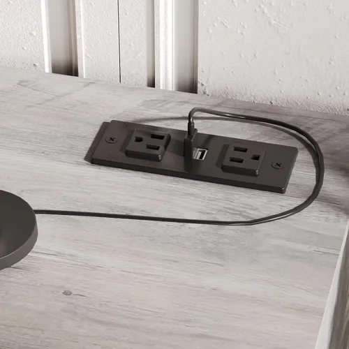 Vista 4 de Fameill - Cómoda para dormitorio, organizador de 9 cajones con estación de carga, cómoda alta para pasillo, cómoda de madera con tiradores de metal