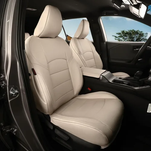 Vista 12 de coverdream Fundas de asiento personalizadas para Toyota RAV4 2019-2025, no Piel sintética (beige)