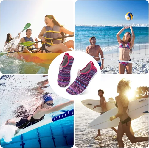 Vista 7 de Fires Zapatos de agua para mujeres y hombres, de secado rápido, calcetines de agua descalzos, transpirables, para senderismo, natación, playa, surf