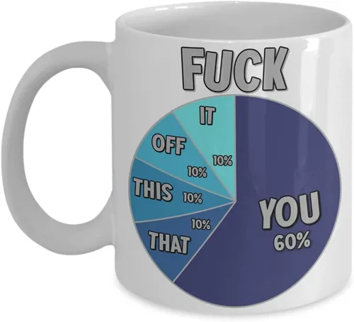 Vista 5 de Fuck You It Off This That Hilarous Pie Chart Taza divertida para hombres, 11 o 15 onzas, taza de café de cerámica sarcástica blanca o negra, Blanco
