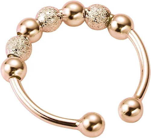 Vista 4 de Anillos de boda estéticos para mujeres, adolescentes, niñas, 3 piezas y cuentas en espiral, giro de una sola vuelta, anti estrés, anillos apilables