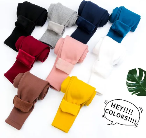 Vista 2 de BOOPH Leggings de invierno para niñas, con forro polar, pantalones básicos de longitud completa