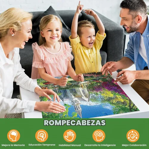 Vista 5 de Rompecabezas de 1000 piezas para adultos, rompecabezas de pequeña capilla, hermoso rompecabezas de jardín de campo de 1000 piezas, divertido