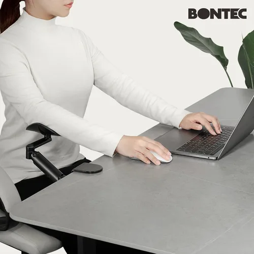 Vista 8 de BONTEC Reposabrazos ajustable para escritorio, almohadilla ergonómica para codo, soporte de brazo de escritorio giratorio de 360° y extensible