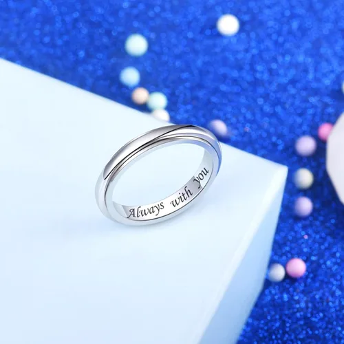 Vista 4 de JLYY Sterling Silver Spinner Ring Fidget Anxiety Worry Relieving Boredom ADHD Autism Band Rings for Women Men