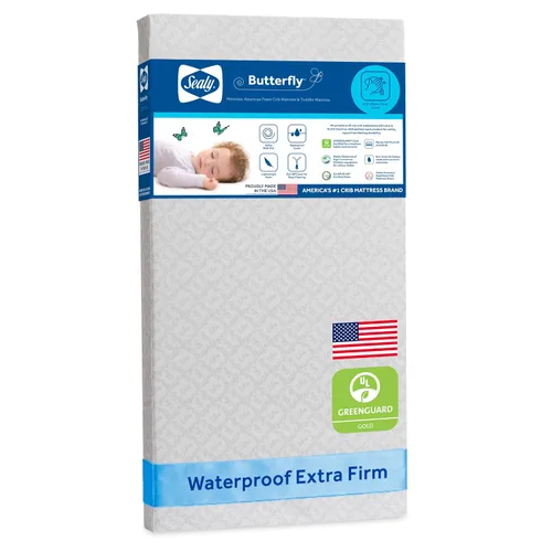 Vista 10 de Colchón de cuna Sealy Baby Butterfly Knit transpirable, certificado GREENGUARD GOLD, hecho en EE.UU., espuma premium, funda lavable y fácil