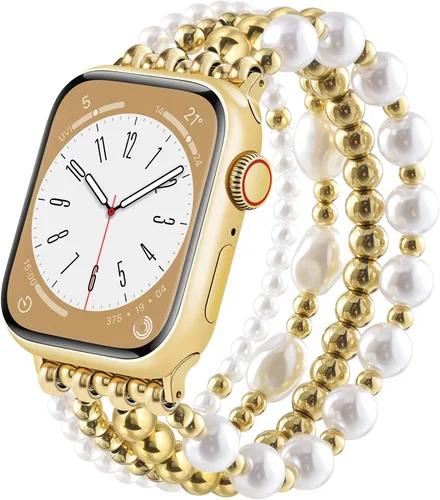 Vista 20 de VISOOM Pulsera bohemia con cuentas compatible con Apple Watch de 38/40/41/1.654 in para mujer – Correa elástica de iWatch para mujer para Apple