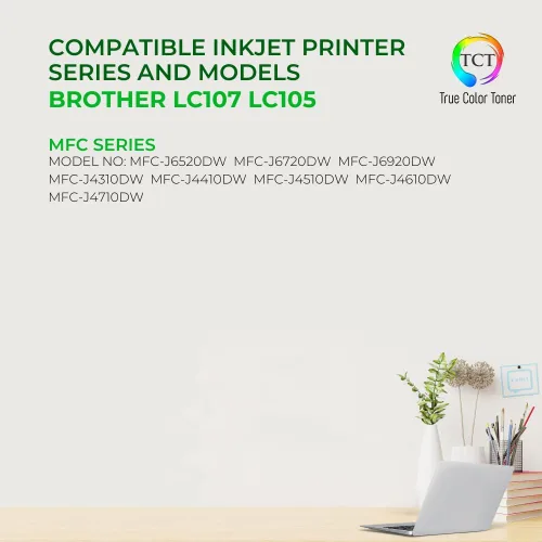 Vista 2 de TCT LC107 LC105 - Paquete de 4 cartuchos de tinta, repuesto compatible de alta calidad para Brother LC107 LC105 LC107BK LC105C LC105M LC105Y