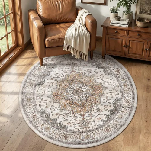 Vista 61 de Alfombra de pasillo vintage de 2 x 6 pies de pelo bajo Marrón beige