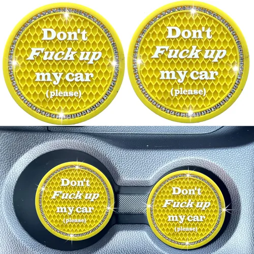 Vista 10 de Juego de 2 posavasos para tazas de coche, accesorios de interior de coche con cristales brillantes, soporte universal para tazas de coche negro