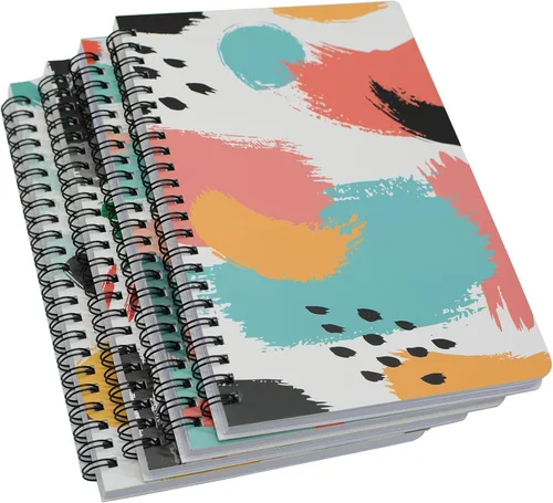 Vista 13 de Yansanido Cuaderno de espiral, 4 piezas A5 de tapa dura gruesa con diseño de gato, 0.315 in, 4 colores, 80 hojas, 160 páginas para estudio y notas
