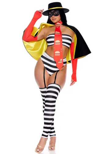 Vista 2 de Disfraz de Ladrón de Hamburguesas Sexy para Mujer Multicolor
