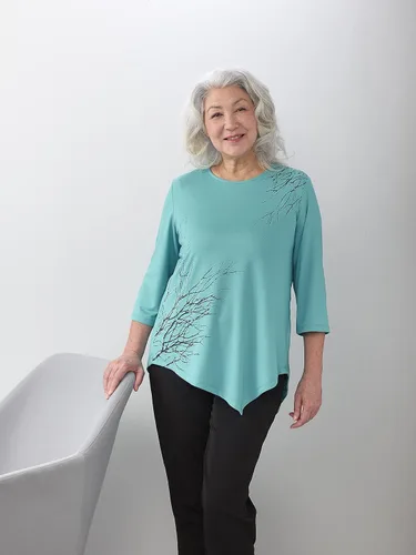 Vista 5 de Top con dobladillo asimétrico adaptativo y espalda abierta para mujer