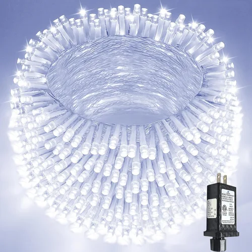 Vista 21 de Guirnalda de 100 luces LED conectables para interiores y exteriores, luces de Navidad blancas cálidas de 33 pies, impermeables, 13 modos