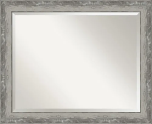 Vista 13 de Amanti Art Espejo de pared plateado de 35 x 45 pulgadas, con línea de onda, angosto, rectangular, para decoración de pared, sala de estar, marco