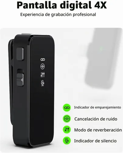 Vista 4 de Rythflo Micrófono Lavalier inalámbrico para iPhone 17/16/15 y Android Negro carbón
