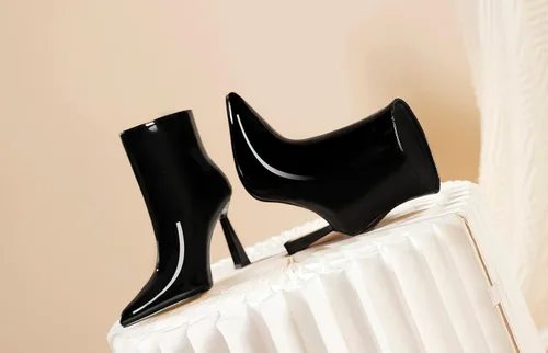 Vista 6 de vivianly Classic Women Ankle Boots Pointed Toe Mid-Calf Stiletto High Heeled Booties