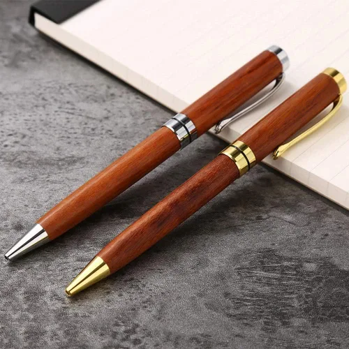 Vista 7 de Hyuduo Bolígrafo retráctil de madera para escuela, oficina, negocios (dorado)