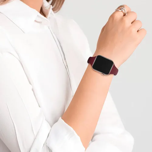 Vista 6 de Paquete de 5 bandas de silicona delgadas compatibles con Apple Watch de 38mm 42mm 40mm 44mm 41mm 45mm 46mm 49mm, correa deportiva estrecha y delgada