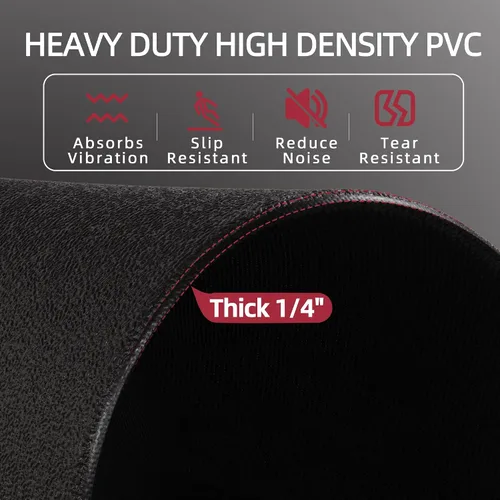 Vista 4 de Fitvids High Density Home Gym Treadmill Exercise Bike Equipment Mat, 1/4" Thick, Multiple Sizes