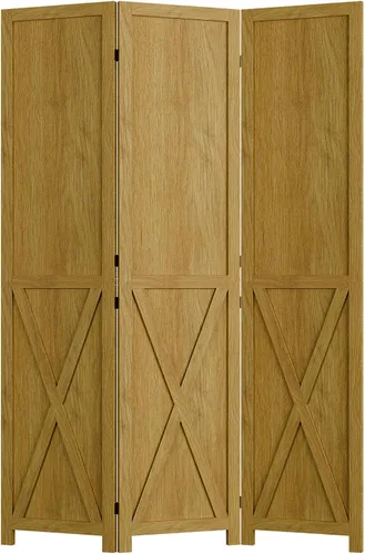 Vista 8 de Cozy Castle Divisor de habitación de madera, 3 paneles de pantalla de privacidad de 66.9 pulgadas, divisor de pared plegable, separador