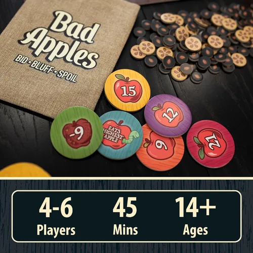 Vista 2 de Lost Boy Entertainment Bad Apples - Juego de mesa - Juegos familiares - Juegos de fiesta - para adultos y adolescentes - Estrategia - Pujas
