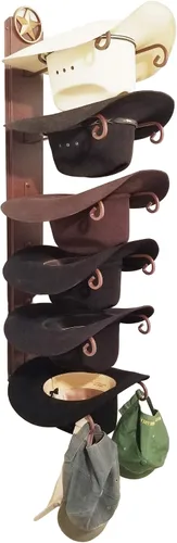 Vista 2 de American Made Classic - Soporte para sombrero de estrella solitaria de seis niveles CT