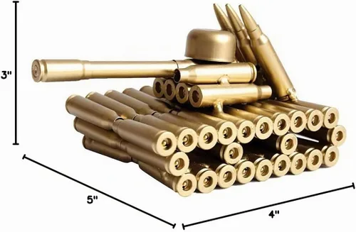 Vista 6 de Escultura de tanque del ejército con forma de casquillo de bala, gran modelo de arte decorativo, regalo para decoración del hogar, sala de estudio