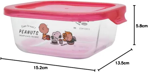 Vista 4 de Ken Onishi PK-1810 PEANUTS - Recipiente de vidrio color rojo