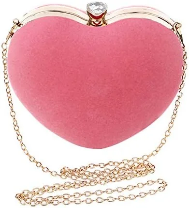 Vista 2 de Goclothod Bolso de noche en forma de corazón Bolso de mano de fiesta Bolso de hombro con cadena