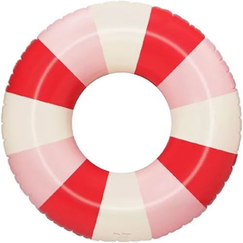 Vista 47 de Petites Pommes Flotador de piscina a rayas para niños y niños pequeños, tubo interior duradero, diseño de rayas clásico impreso a mano, dona