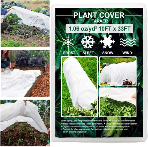 Vista 10 de Cubiertas para plantas, protección contra la congelación, cubierta antiescarcha, 7 x 10 pies, reutilizable, rectangular, protección contra heladas