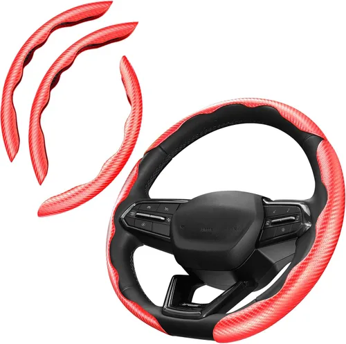 Vista 15 de Cartist Funda de volante de fibra de carbono, antideslizante, para hombres y mujeres, duradera, accesorio universal para automóvil (negro)