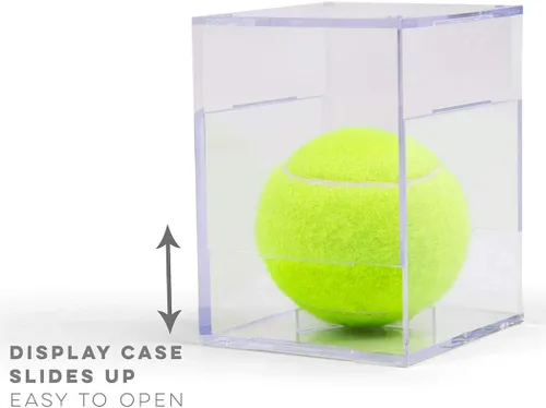 Vista 4 de ChalkTalkSPORTS Vitrina para pelotas de tenis - Individual Soporte cuadrado acrílico para pelotas de tenis, 3 1/8" x 3 1/8" x 3 1/8", transparente
