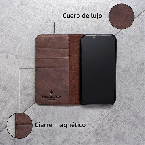 Vista 3 de Porter Riley - Funda de cuero para Samsung Galaxy S20. Funda de cuero genuino premium con soporte, cartera/cubierta (marrón chocolate)