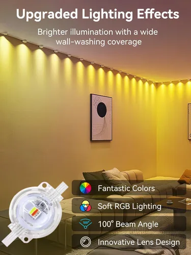 Vista 6 de Luces Permanentes para Exteriores, 100 pies RGB IP67 Impermeables para Aleros, Luces LED Inteligentes para Exterior de Casa con Control por